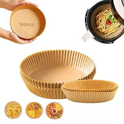 100 Piezas Papel freidora aire, Papel para freidora de aire, Papel para freidora aire antiadherente desechable, Sartén para hornear y asar en el microondas (tamaño16*4.5cm)
