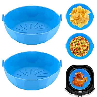 2 Piezas Ollas de Silicona para Freidora de Aire, Accesorios Forros de Silicona para Freidora de Aire, Forros de Silicona Reutilizables para Horno Freidora de Aire, Microondas - 8,3 Pulgadas