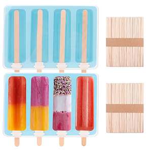 2 x moldes helado + 100 palitos de madera. Sin BPA, moldes de silicona