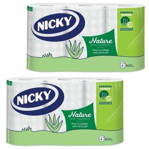 2 x Nicky Nature Papel Higiénico, 6 Rollos, 3 Capas, 170 Servicios Por Rollo. Enriquecido Con Loción De Aloe Vera [Total 12 rollos]