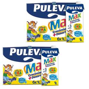 2 x Puleva MAX Leche de Crecimiento y Desarrollo, 6 x 1L [Total 12L. Unidad 1'26€]