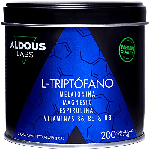 200 Cápsulas Triptofano con Melatonina y Magnesio + Vitamina B6, B5, B3