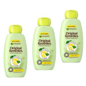 3 x Garnier Original Remedies Champú Para Pelo Graso, Arcilla y Limón, 300 ml [Unidad 1'82€]