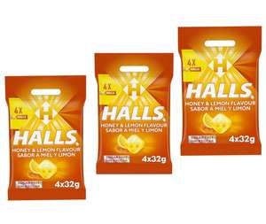 3 x Halls Caramelos Duros Sabor Miel y Limón, 4 x 32g [Unidad 1'40€. También sabor Cola en descripción]