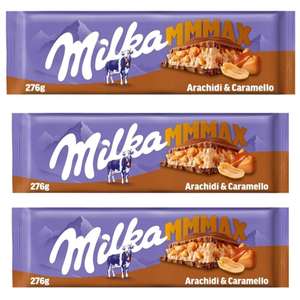 3 x Milka MMMAX Tableta Grande de Chocolate con Leche de los Alpes con Trozos de Cacahuete y Relleno de Cacahuete y Caramelo 276g