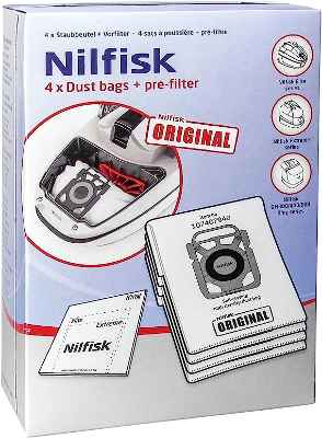4 bolsas de aspiradora + prefiltro Nilfisk