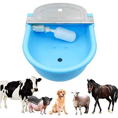 4 Litros Bebedero para Caballos, Bebedero Ovejas Bebedero Automático con VáLvula Flotador, para ovejas, Perros, Caballos, Vacas, Cabras, Aves de Corral Suministros agrícolas (Azul claro)