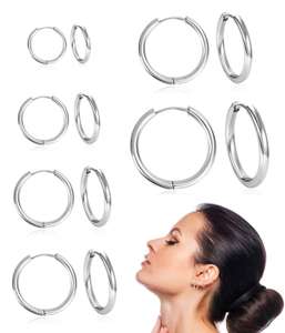 6 Pares de Pendientes de Aro- Plata de Ley 925