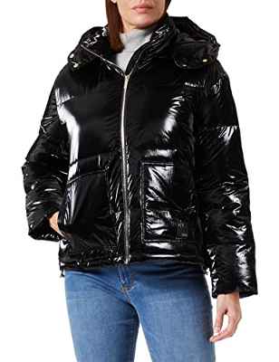 A|X ARMANI EXCHANGE Chaqueta Acolchada de Nailon Reciclado Laminado Abrigo de plumón, Negro, M para Mujer