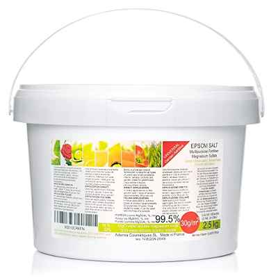 Abono Ecológico de Sales de Epsom (Sulfato de Magnesio). Fertilizante rico en magnesio para todo tipo de cultivos, tomates, cítricos, frutales, rosales y plantas de exterior e interior (2,5 kg)