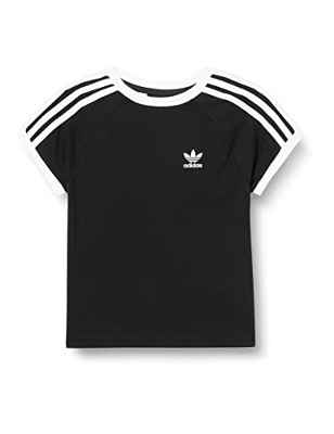 adidas 3STRIPES tee T-Shirt, Unisex-Child, Black/White, 6-7Y