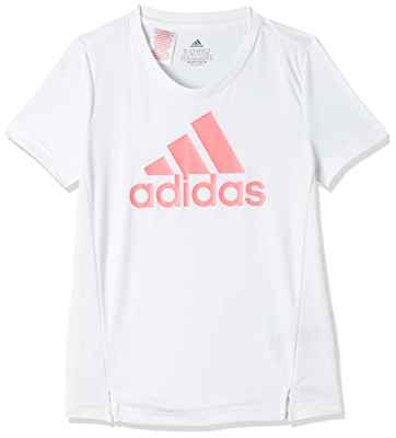 adidas G BL T T-Shirt, Girl'S, White/Acid Red, 7-8A