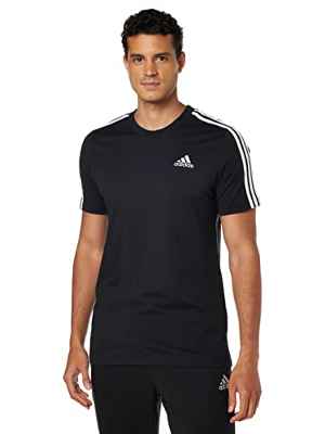 adidas M 3S SJ T T-Shirt, Mens, Black/White, Large