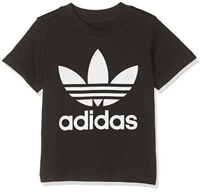 adidas Trefoil tee Camiseta de Manga Corta, Unisex niños, Black/White, 1218