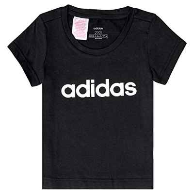 adidas YG E Lin tee Camiseta de Manga Corta, Niñas, Black/White, 4-5Y