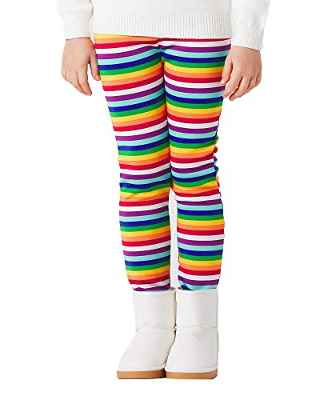 Adorel Leggins Térmicos Pantalones Forro Polar para Niñas Lindas Rayas Arcoiris 9-10 Años (Tamaño del Fabricante 150)