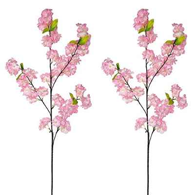 AIVORIUY 4pcs Ramas de Flores de Cerezo Artificiales, Ramo con Flor de Melocotón Artificial Decoracion Arbusto Arreglos Florales para Boda Fiesta Hogar Jarron Mesa Balcon Terraza Jardinera Casa