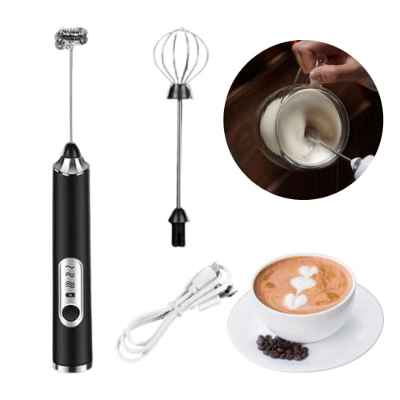 ALIRIA Espumador de Leche Electrico Recargable USB 3 Velocidades, Vaporizador de leche, Batidor de Cafe Latte, Capuchino, Matcha, Cacao, Emulsionador, Batidora Manual Montar Claras, Huevos, Salsas.
