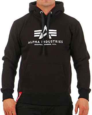 ALPHA INDUSTRIES 178312 03 Sudadera con Capucha, Black, L para Hombre