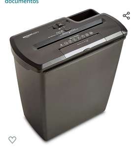 Amazon Basics - Destructora de papel, tarjetas de crédito y CD con recipiente separable corte recto, capacidad de hasta 7-8 hojas