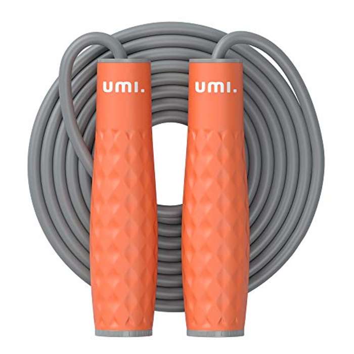 Amazon Brand Cuerda de saltar con peso de 7 mm de grosor, asas ajustables