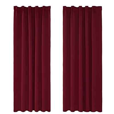 Amazon Brand - Umi Cortinas Dormitorio Moderno Opacas Salon Termicas Aislantes Frio y Calor para Ventanas Suave y Elegante Fruncido 2 Piezas 117x138cm Rojo Oscuro