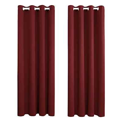Amazon Brand - Umi Cortinas Navidad para Habitación con Aislamiento Térmico Telas Tupidas Gruesas Poliéster con Ojales Plateados 2 Unidades 117x138cm Rojo Oscuro