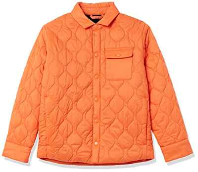 Amazon Essentials Boys Sherpa-Lined Quilted Shirt Jacket Chaqueta, Naranja, 6-7 años