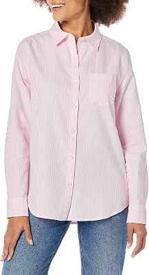 Amazon Essentials Camisa Oxford de Manga Larga, Corte Clásico Mujer