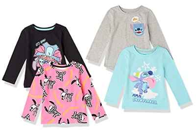 Amazon Essentials Disney | Marvel | Star Wars | Frozen | Princess Camisetas de Manga Larga (Previamente Spotted Zebra) Niñas Grandes, Pack de 4, Multicolor, 6-7 años