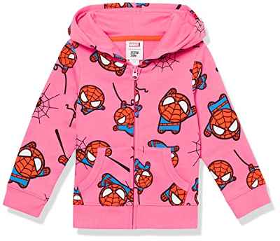 Amazon Essentials Disney Star Wars | Frozen | Princess Sudaderas de Forro Polar con Capucha y Cremallera (Previamente Spotted Zebra) Niña Niñas Grandes, Rosa, Marvel Spiderman, 9-10 años