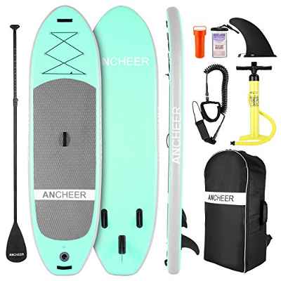 ANCHEER Tabla Paddle Surf Hinchable con a ccesorios y Bolsa de Transporte para Sup Gratis,Remo Ajustable,Bomba de Aire,Correa para el pie,Aleta, Kit de reparación,para jóvenes,Adultos y Principiantes