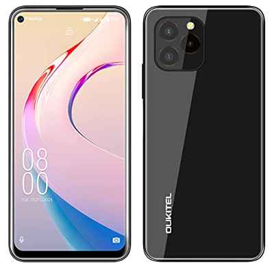 Android 11 Teléfono Móvil Libre OUKITEL C21 Pro, Diseño de Vidrio Completo, 4GB+64GB, 256GB SD Externa, Cámara Triple 21MP, Dual SIM, Pantalla HD+ 6.39'',Huella Digital,Identificación Facial Negro