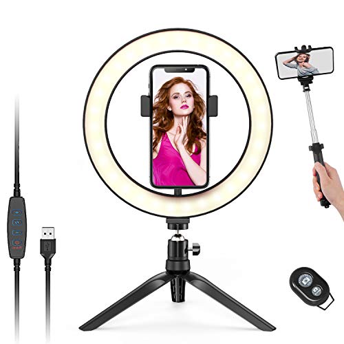 Anillo de luz 10" LED con palo selfie 