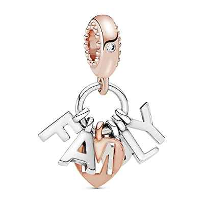 Annmors Abalorios Charms Familia Colgante de Cuentas Plata de Ley 925 con Compatible con Europeo Pulsera Collar,Charms de Festival Cumpleaños Para Mujer Niña