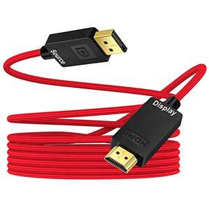 ANNNWZZD DisplayPort a HDMI, Cable Display Port a HDMI 4K UHD Cable DP a HDMI para PC, HDTV, Monitor, Rojo, 1M