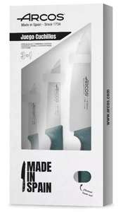 Arcos Niza - Juego de Cuchillos Cocina 3 piezas (Verduras + Cocina + Chef) - Color Azul Metálico