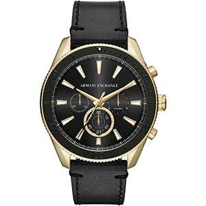 Armani Exchange Reloj para Hombre, Movimiento cronógrafo de cuarzo, 44MM Caja de acero inoxidable plateada con correa de piel, AX1817