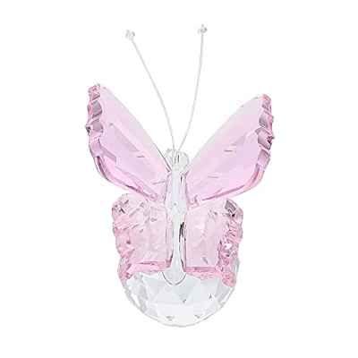 Artibetter Figura de mariposa voladora de cristal de mariposa coleccionable bola de cristal prisma Rainbow Maker Suncatcher para cumpleaños inauguración de la casa decoración del hogar rosa