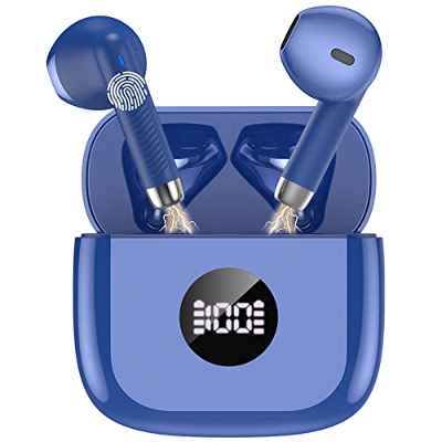 Auriculares Inalámbricos, Auriculares Bluetooth 5.3 HiFi Estéreo, Cascos Inalambricos Reproducción de 40H con HD Mic, Auriculares Inalambricos LED Pantalla, Control Táctil, IP7 Impermeables, USB-C