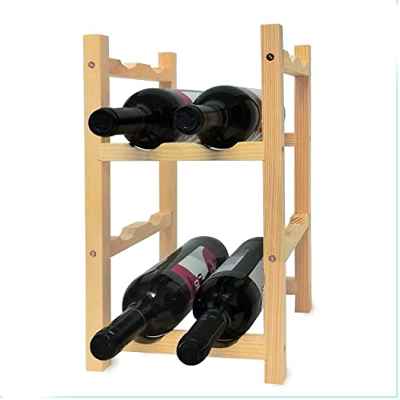 Aurum® Vinoteca 8 Botellas, Botellero Vino, Vinoteca Botellas, Estante Cocina, Mueble Bar, Botellero Nevera, Almacenamiento Cocina, Mueble Cocina, Estanteria Madera Botellero Apilable Botellero Pared