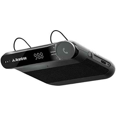 Avantree Roadtrip Bluetooth Altavoz Manos Libres Coche, 6W Sonido HiFi, transmisor FM, estéreo teléfono Coche, reducción Ruido, Conversaciones claras, Encendido Apagado automático, Multipunto