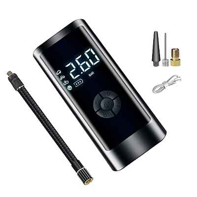 AVCXEC Compresor Aire Portátil Coche, 12V Bomba Eléctrico de Aire con Luz LED Pantalla LCD, 150PSI Bomba Eléctrico Digital, 6000mAh Inflador Ruedas Coche, compresor Aire para Moto Coche Bici Pelota