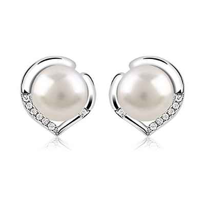 B.Catcher Pendientes Perlas Mujer Plata de Ley 925 ''El Lenguaje del corazón'' con Para Regalo Originales