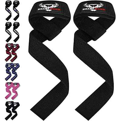 BEAST RAGE Correas de Levantamiento de Pesas con Soporte Acolchado para Las muñecas. Correas de Fitness de Gimnasio con agarres flexión Gel Mejor Gama Levantamiento Potencia Culturismo (Negro)