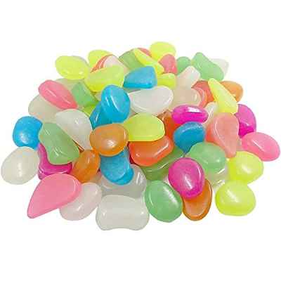 Bestgle 50 pcs Piezas Piedras Luminosas Stone Brillante Roca Fluorescente Adorno pecera para para jardín hogar Aire Libre Parques peceras Acuario Decoración