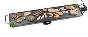 Bestron Plancha eléctrica XXXL Plancha/Teppanyaki con revestimiento antiadherente, superficie de cocción extralarga, 2000 W, color negro