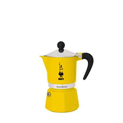 Bialetti Rainbow Cafetera Italiana Espresso, 1 Taza, Aluminio, Amarillo