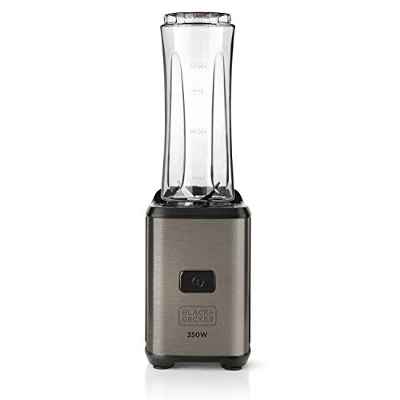 Black+Decker BXJBA350E Batidora de vaso 350 W, 600 milliliters, Acero Inoxidable, Gris