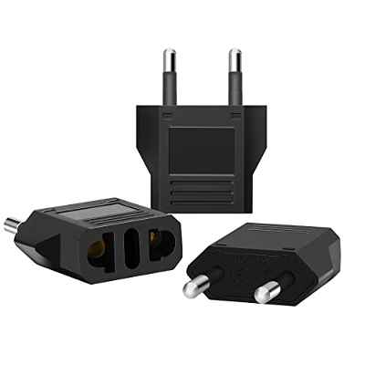 BLESQU[3 Piezas] Adaptador Enchufe Americano a Español, Adaptador Enchufe Americano a Europeo, Adaptador de Enchufe Viaje para Europa/USA/US/Francia/Alemania/España/Australia/Austria